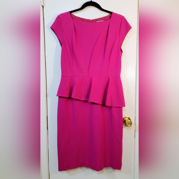 Classiques Entier size12 Hot Pink Peplum Midi Dress. A beautiful Nordstrom brand - Picture 7 of 11